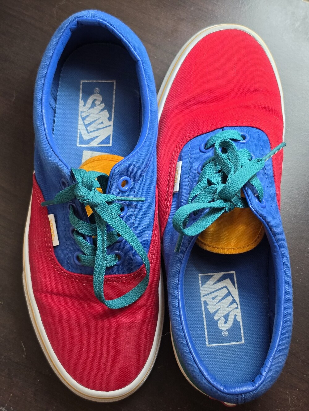 Vans Red Blue Yellow Lace Up Fashion Sneakers Unisex / Size 7.5 women's